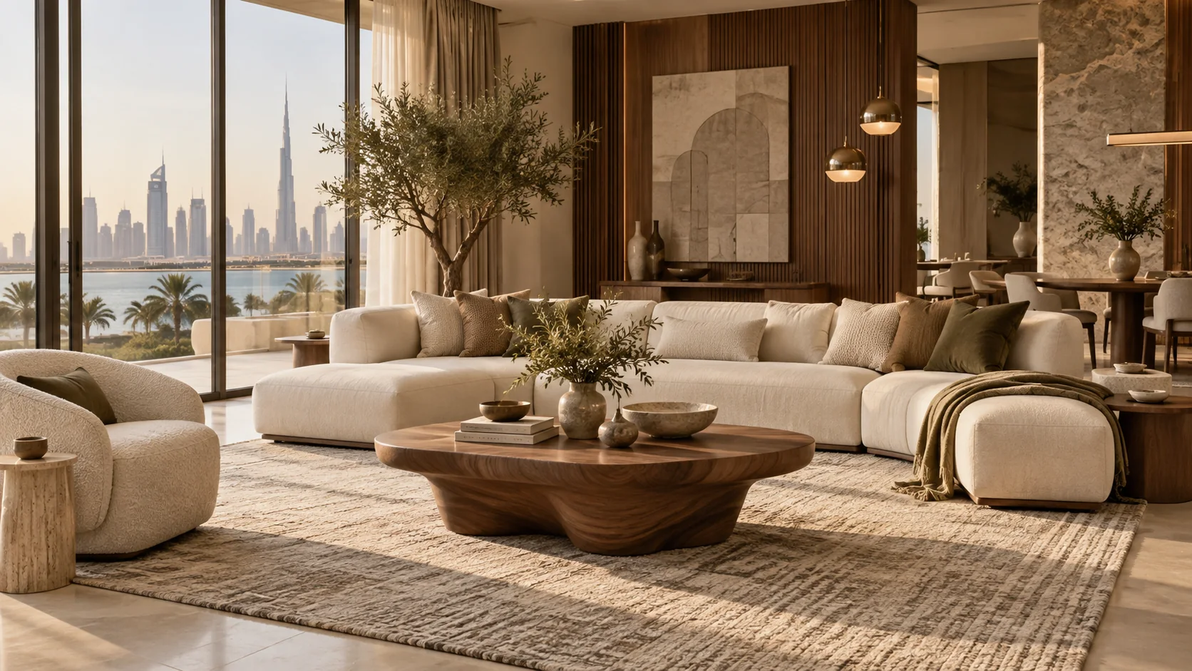 Modern interior design ideas for GCC homes Modern GCC living room with a custom sofa